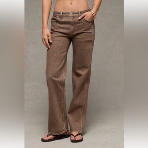 AE Stretch High Waisted Stovepipe Jeans In brown